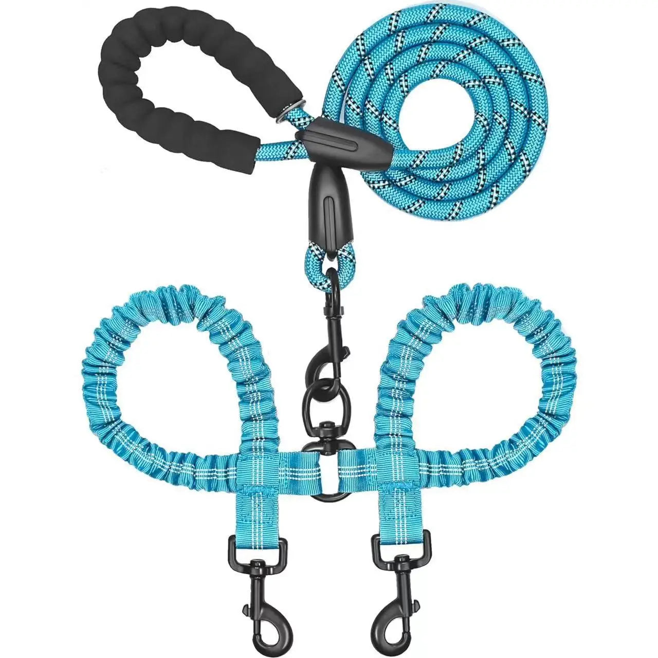 Shock Absorbing Bungee Leash for Two Dogs