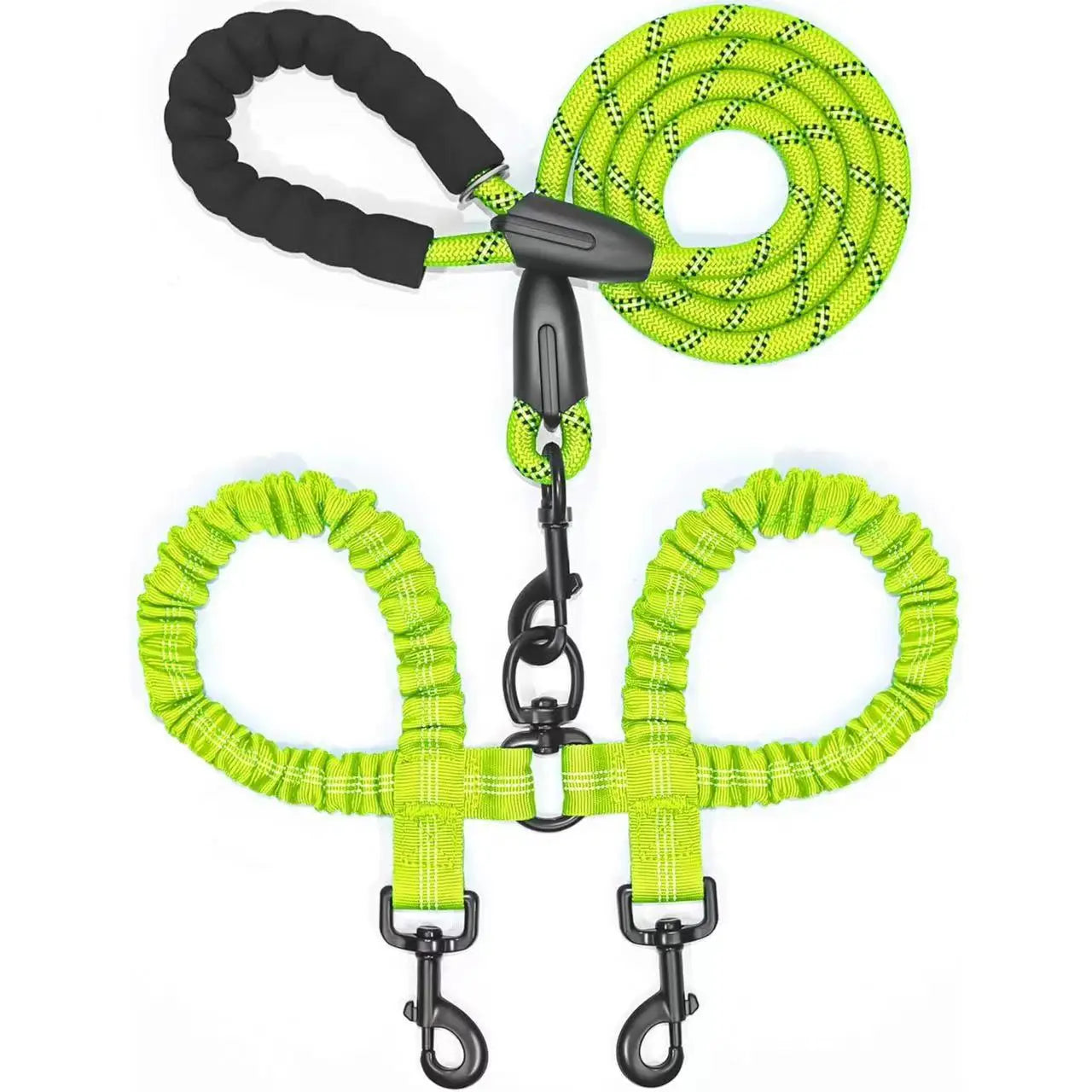 Shock Absorbing Bungee Leash for Two Dogs