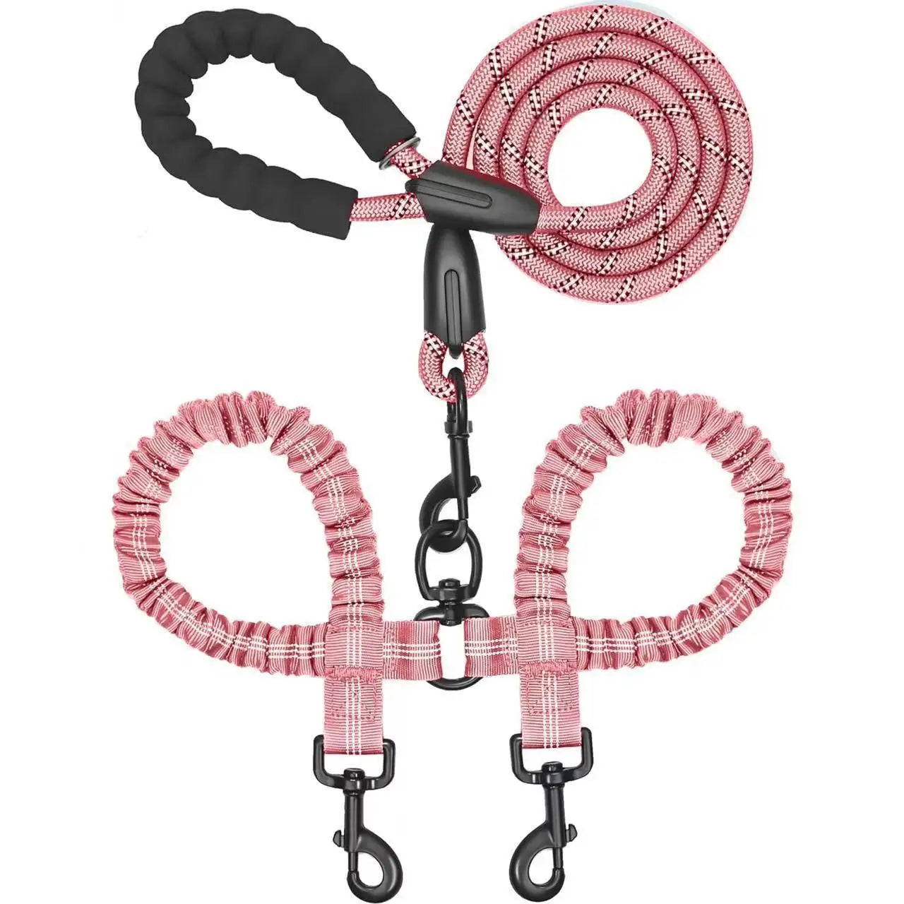 Shock Absorbing Bungee Leash for Two Dogs
