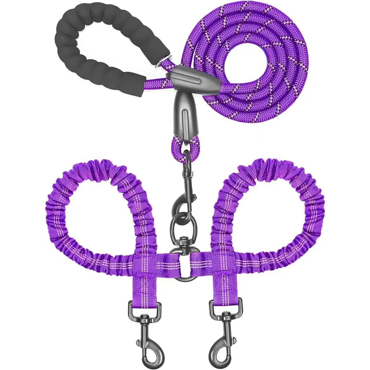 Shock Absorbing Bungee Leash for Two Dogs