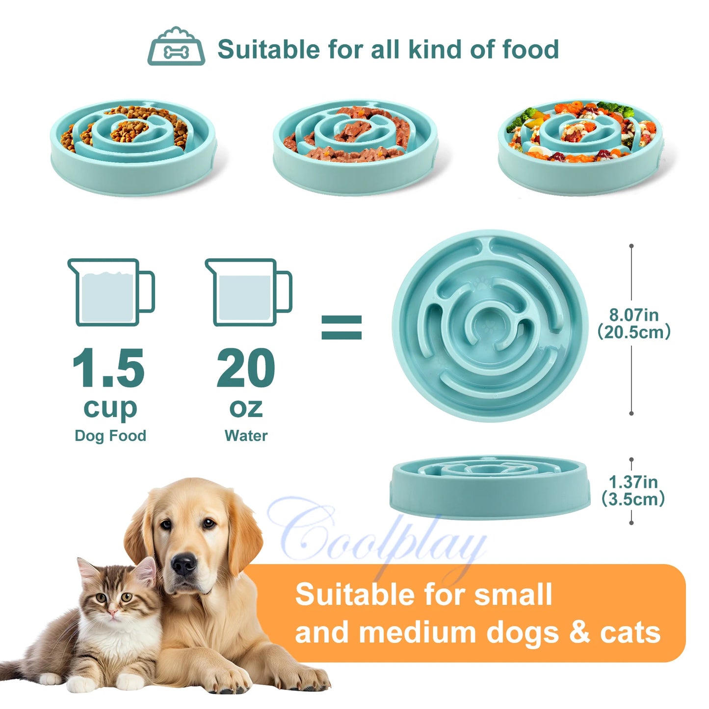 Slow Feeder Non Slip Bowl Anti-Gulping