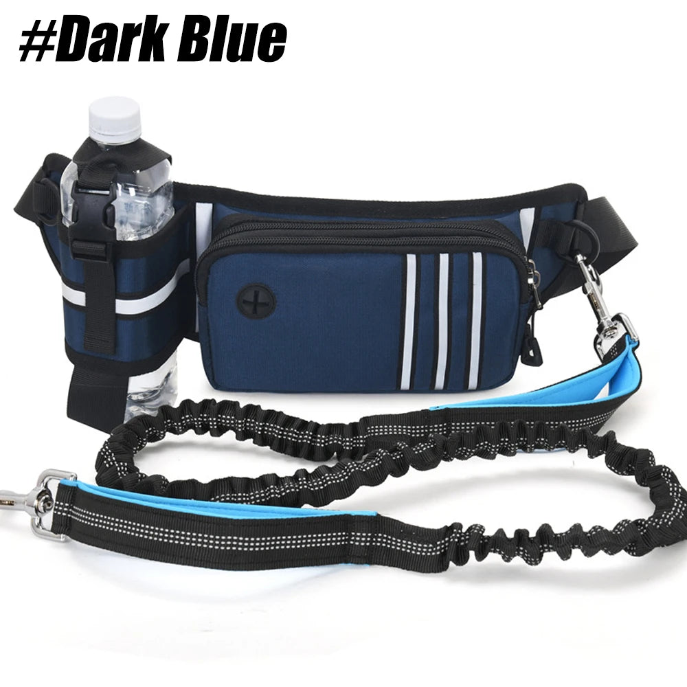 Running Belt Fanny Pack with Bungee Leash, Phone Holder, Treat Pocket, Bottle Holder