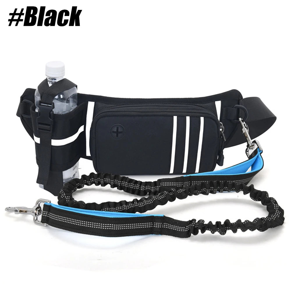 Running Belt Fanny Pack with Bungee Leash, Phone Holder, Treat Pocket, Bottle Holder