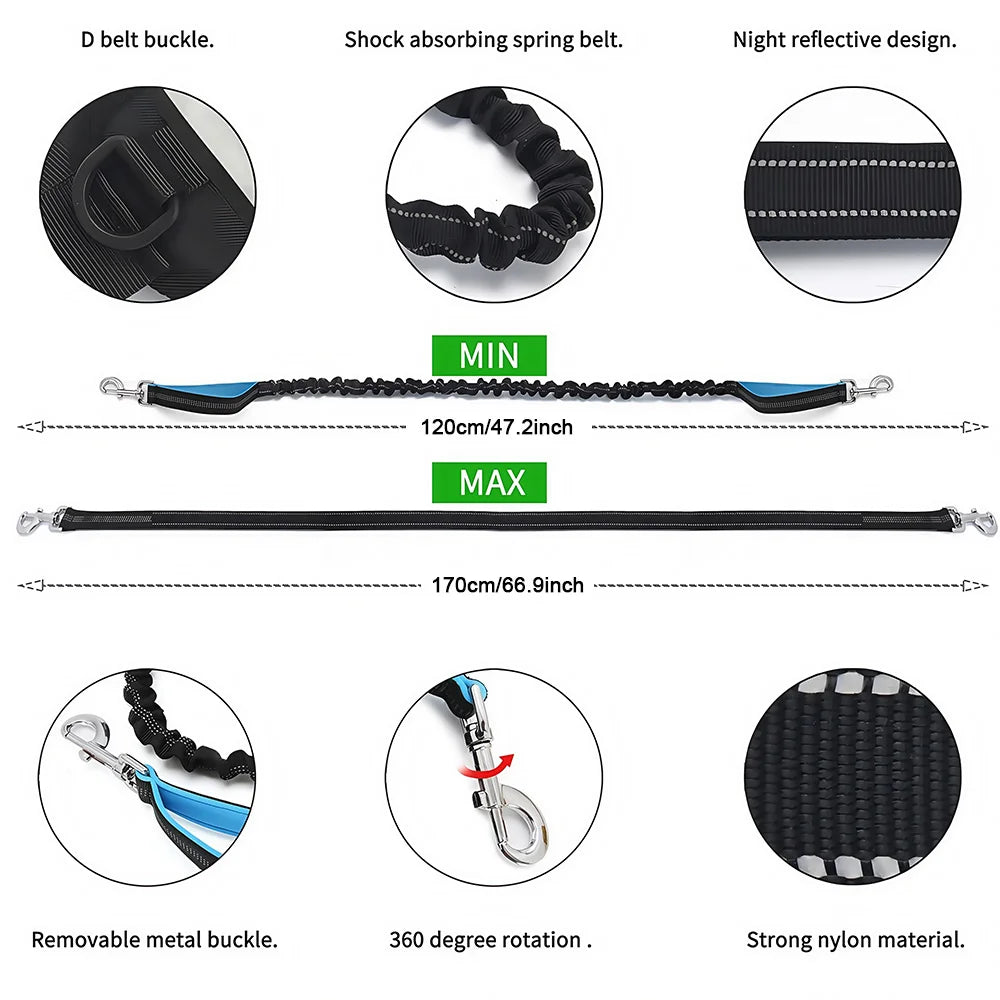 Running Belt Fanny Pack with Bungee Leash, Phone Holder, Treat Pocket, Bottle Holder