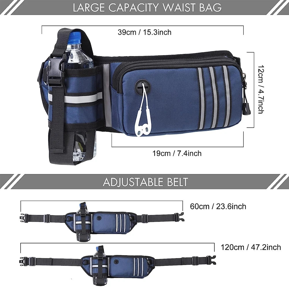Running Belt Fanny Pack with Bungee Leash, Phone Holder, Treat Pocket, Bottle Holder