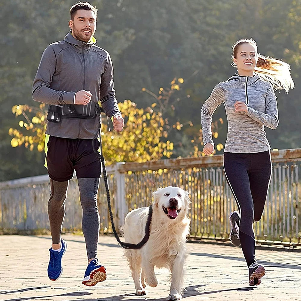 Running Belt Fanny Pack with Bungee Leash, Phone Holder, Treat Pocket, Bottle Holder