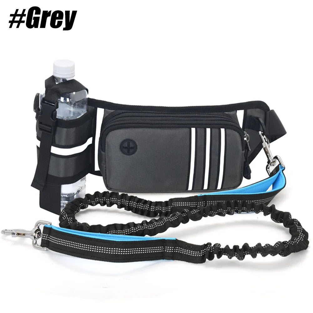 Running Belt Fanny Pack with Bungee Leash, Phone Holder, Treat Pocket, Bottle Holder