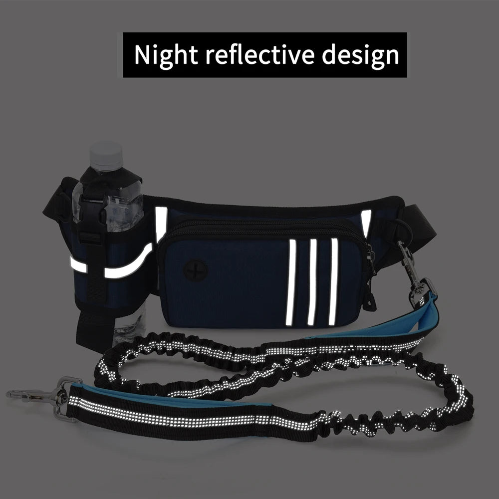 Running Belt Fanny Pack with Bungee Leash, Phone Holder, Treat Pocket, Bottle Holder